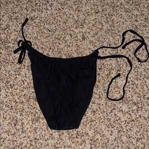 High-hip Black Tie Bikini Bottoms